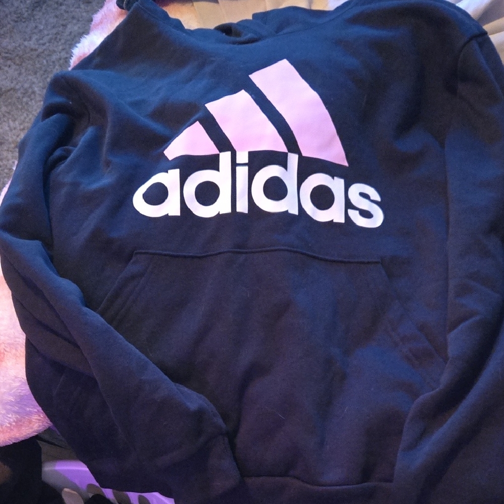 Adidas Dark Blue Sweatshirt with Light Pink Logo